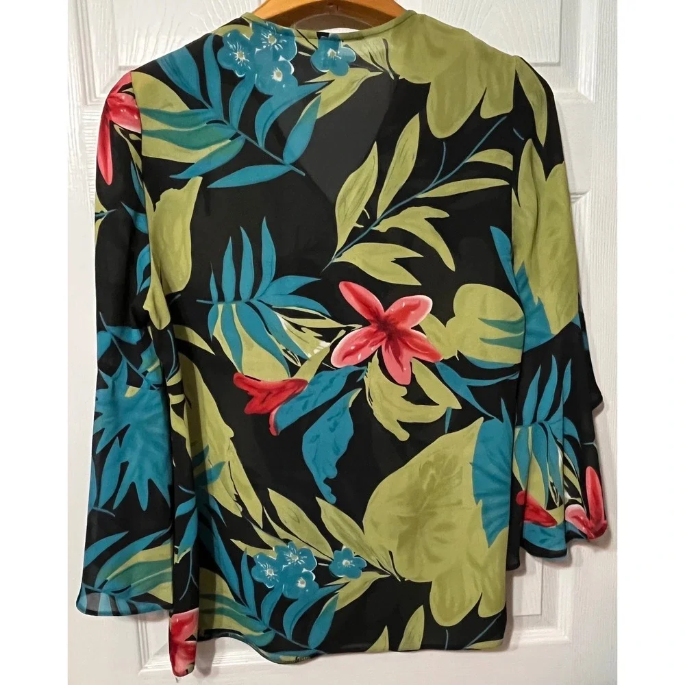 Russell Kemp Woman Tropical Floral Skirt Set 2pc Black Green‎ Blue Pink 14/16